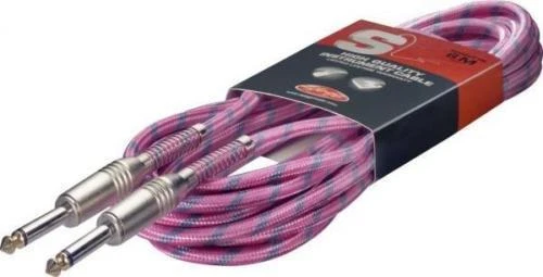 Stagg SGC6VTPK 20 Foot 6 Meter Instrument Guitar Pink Vintage Tweed Cable