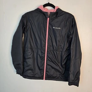Columbia Black Pink Wind Breaker Jacket Girls Size Large (14/16) NEW - Picture 1 of 6