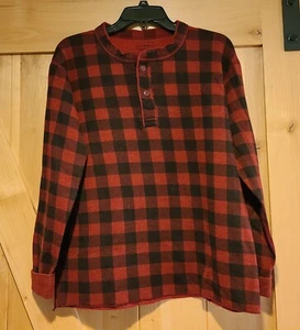 L.L. Maglione uomo Bean Henley taglia M vestibilità tradizionale misto lana rosso a quadri Canada - Foto 1 di 13