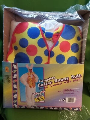 完整复活节兔子套装成人万圣节服装毛绒连身裤带帽 — 第 1/4 张图片