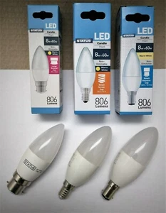 8w = 60w LED Candle Light Bulbs B22 E14 or B15 Warm White , Bayonet , Screw Lamp - Picture 1 of 13