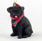 Pug Christmas Scarf Ornament Black