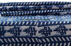 2.3m Indigo Blau Baumwolle Hand Blockdruck Stoff Indisch Sanganeri Dabu Stoff