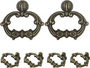 6 Stck. Oval Bronze Tropfen Ring Schubladengriffe, Klein Vintage Schrank Ring Griffe, Met - Bild 1 von 12