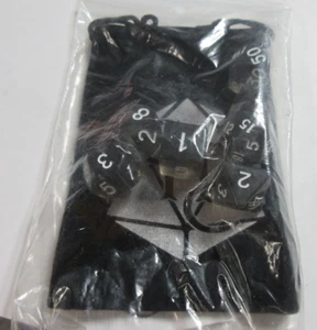 Polyhedral 7 piece Dice Set with Bag - Black Transparent - Picture 1 of 2