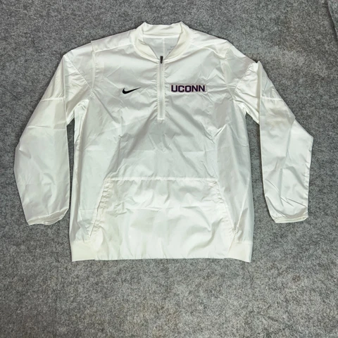 UCONN Huskies Mens Shirt Large White Navy Nike Quarter Zip NCAA Basketball Top Cover
