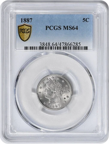 1887 Liberty Nickel MS64 PCGS Cover
