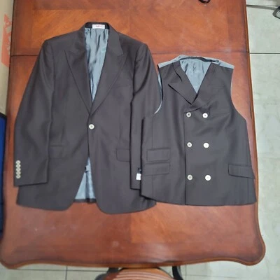 Traje Tiglio Rosso Marrón Pico Solapa 3P Sencillo Pecho 40R 34W 31L 🇮🇹 Foto 1 de 4