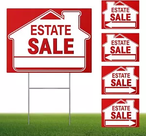 Estate Sale Signs Set,18 X 14 Inch Estate Sale Yard Signs Double Sided [5 Pieces - Picture 1 of 1