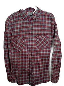 Arizona Jean Co. Mens Shirt Large Red Button Up Long Sleeve Shirt Plaid Collared - Picture 1 of 4