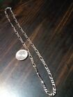 VintagevSterling Silver 925 Figaro Link Chain Necklace 20-inches 