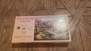 SunsOut COVERED BRIDGE IN SPRING by Sung Kim 300 pc Jigsaw Puzzle 18"×24" ,NEW - Picture 1 of 3
