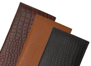 Genuine Leather Checkbook Cover ID Cards Western Croc Print Wallet 