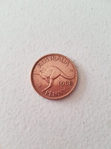 Coin - 1958 Australian Penny Genuine Circulated Queen Elizabeth II KG Polished - Picture 1 of 4