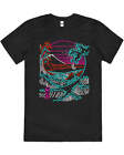 Retro Waves Mt Fuji Neon 80s Vintage Cotton T-Shirt Unisex Tee Black Size 3XL
