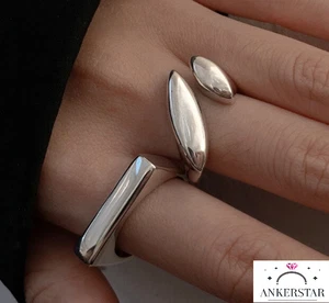 Damen Ring Echt in 925 Sterlingsilber Ring Flügel Engel Dame Symbol Verstellbar