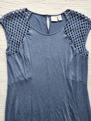 Vestido Chico's Maxi Treliça Ombro Hi Lo Bainha Azul Fluido Macio Tamanho 3 / Grande  - Imagem 1 de 4