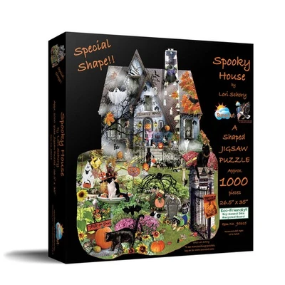 SunsOut Spooky House 1000 pc Special Shape Halloween Jigsaw Puzzle - Image 1 of 4