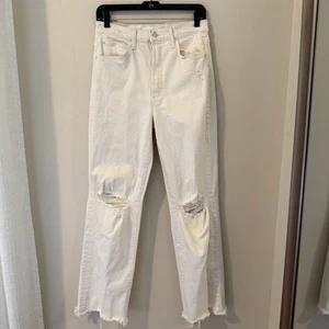 Mother High Waisted Tunnel Vision Sneak Distressed Ripped Hem Jeans Size 27 - Picture 1 of 10