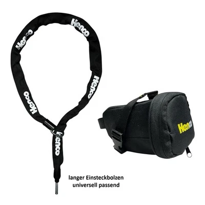 TONYON Anschließkette 130 cm langer Bolzen f.Rahmenschloss Abus,Trelock,AXA mit Tasche