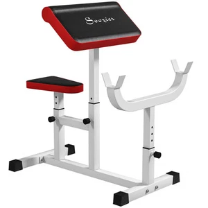 Soozier Preacher Curl Bench, Adjustable Preacher Bench for Home Gym, White - Picture 1 of 11