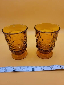Juego de 2 vasos cubistas vintage ámbar Whitehall 4 OZ (1 tiene daños) - Imagen 1 de 20