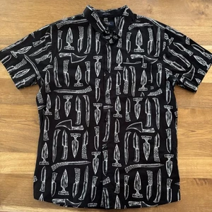 Roark Knives Button Up Shirt Short Sleeve 100% Cotton XL Classic Fit Black - Picture 1 of 8