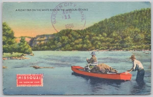 Fishing Ozarks Missouri Linen Postcard - Picture 1 of 2