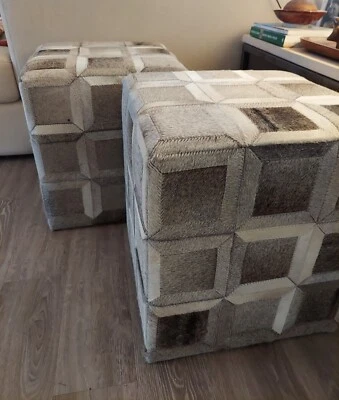 Cowhide Leather Ottoman From Argentina REDUCED! - Image 1 of 4