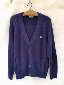 Vintage Chemise Lacoste Cardigan Mens Large Blue Embroidered Logo Made in Spain - Picture 1 of 14