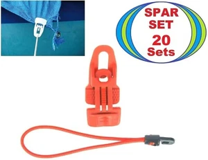 20 Planen Markisen Zelt MIDI Clip rot + Spann Gummi 18 cm Haken Klammer Expander - Bild 1 von 17