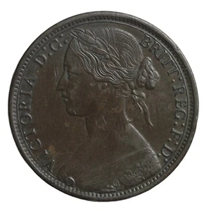 Great Britain 1867 Queen Victoria Bronze Penny British Coin KM#749.2 - Picture 1 of 2