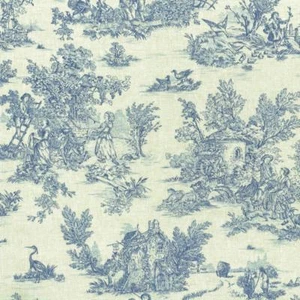 Textiles franceses mini tela lona de jouy (La vida rústica) - azul Oxford - Imagen 1 de 4