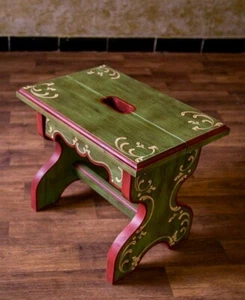 Voglauer Schemel Hocker Bänkchen Anno 1800 Altgrün Sitzbank Landhaus Bauernmöbel - Bild 1 von 3