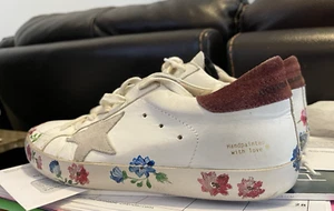 Sneakers Golden Goose Deluxe marca dipinte a mano floreali superstar taglia 37 7 GGDB - Foto 1 di 24