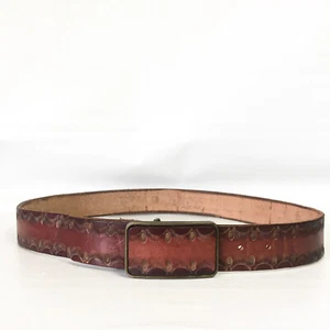 Vintage verzierter Ledergürtel Herren 34 est passende Schnalle Cowboy Western - Bild 1 von 8