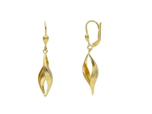 ORECCHINI IN ORO GIALLO 18K, CON OVALE CURVATO, LAVORATO, CHIUSURA MONACHELLA - Foto 1 di 3