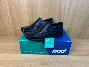 POD Boys School Shoes Slip On Formal Leather Shetland Size UK 1 EU 33 Black - Picture 1 of 8