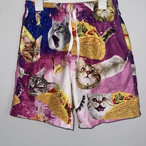 Funny Galactic Cat And Taco Swim Trunks Boys Size 12 New Without Tags - Picture 1 of 4