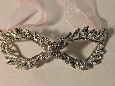 Mask Cat Eye Rhinestones Metal With Pink Ribbon - Изображение 1 из 4
