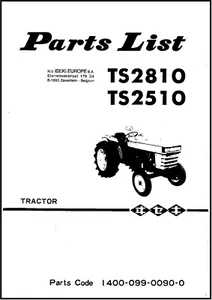 TRACTOR SERVICE PARTS MANUAL FITS Iseki TS2810 TS2510 TRACTOR - Picture 1 of 9
