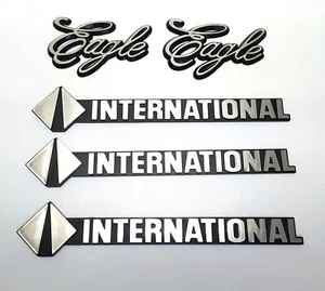 Fits International truck hood emblem x3 and eagle x2 SET Silver Color - Picture 1 of 6