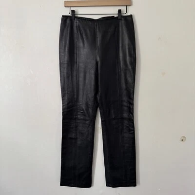 Pantalones deportivos Vakko 100 % cuero forrados de satén para mujer talla 10 vintage Rockabilly Biker Foto 1 de 4