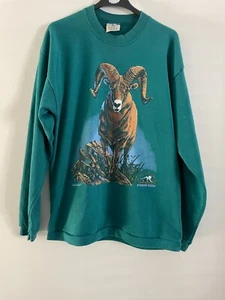 NATIONAL WILDLIFE FERERATION SHEEP GREEN MADE IN USA SWEATSHIRT USED SIZE XL B14 - Bild 1 von 4