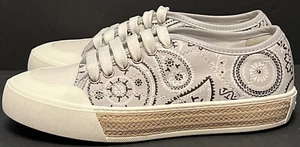 Tod’s Gray Leather Paisley Print Espadrille Platform Sneakers NEW $695 Size 34.5 - Picture 1 of 11