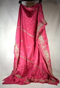 Antique Beads Gota Work Indian Cut Saree Sari Party Wear Dress Hot Pink Gold - Picture 1 of 7
