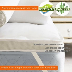 1000GSM Thick Airmax Bamboo Mattress Topper Queen King Single Double Breathable - Picture 1 of 3