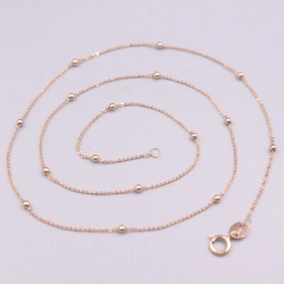 Чистый Au750 18K розовое золото цепочка 1,8 мм бисер O ссылка ожерелье 1.1-1.3g 17,9 дюйма L - Изображение 1 из 4