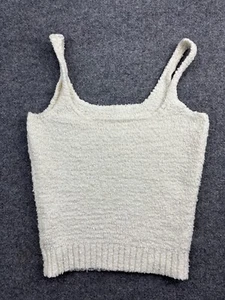 Skims Cozy Knit Tank Top Women's L/XL Cream Boucle Plush Knit Cropped Lounge - Picture 1 of 7