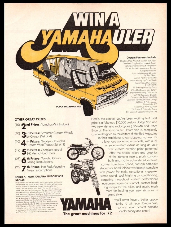 1972 Yamaha Yamahauler-Vintage  motorcycle art print ad-Man Cave, Garage Decor - Изображение 1 из 1